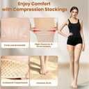 2 Pairs Compression Stockings for Women & Men, 20-30mmHg Thigh High Compression Socks, Open Toe Medical Compression Socks with Silicone Dot Band for Sport Swelling Varicose Veins