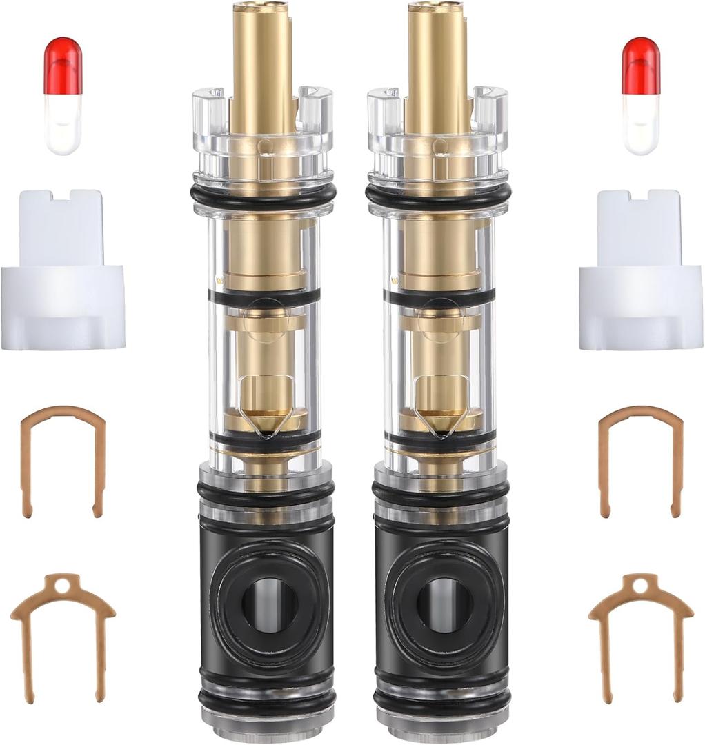 Enhon 2 Pack Dual Seal Cartridge Replacement Compatible with Moen 1225 1225B, One Handle Kitchen and Bathroom Faucet Cartridge Fits Single Handle Faucet/Showers, Brass
