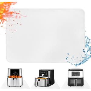 Heat Resistant Mat for Air Fryer, 16 x 20in Heat Resistant Mat for Countertop, Fireproof Silicone Countertop Protector Appliance Slider for Air Fryer, Coffee Maker, Toaster, Oven White