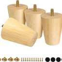 FoDau770 Rubber Wood Furniture Legs 3 Inches, Straight Tapered Wood Feet Mid Century Sofa Legs Set of 4, 5/16" UNC Furniture Feet Replacement Parts for Cabinet Couch Dresser Chair Ottoman Table (Varnish)