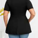 SOLY HUX Women's Plus Size Peplum Tops Casual Ruched Ruffle V Neck Short Sleeve T Shirts Cute Tees (Black, XL)