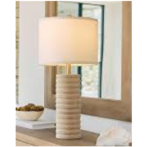 PoKat 27'' Farmhouse Table Lamps Set of 2 for Living Room, StoneLike Bedside Lamp for Bedroom, Boho Ceramic Tall Lamps for Nightstand Office Sideboard Entryway Distressed (Antique Beige)