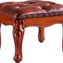 Foot Stool Ottoman Foot Rest Microfiber Leather Upholstered Footstool for Sofa, Living Room, Entryway, Solid Wood Stool (Light Brown)