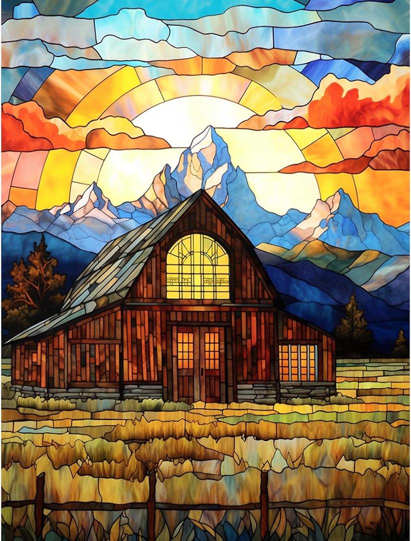 America Rocky Mountains Diamond Painting DIY 5D, Numbering Kit, Abandoned Barn Crystal Rhinestone Diamond Painting Forests Pictures USA Landscape Artwork Home Decor Adults Gift(12''Wx 16''H)