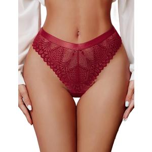 Avidlove Women Sexy Panties Lace Cheeky Panty Rhinestone Bikini Underwear 1-4 Pack (Red, L)