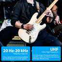 LEKATO Wireless Guitar System UHF Wireless Guitar Transmitter Receiver Rechargeable Audio Wireless Guitar Transmitter and Receiver with 70 Channels Wireless for Guitar Bass Electric Instruments (Blue)