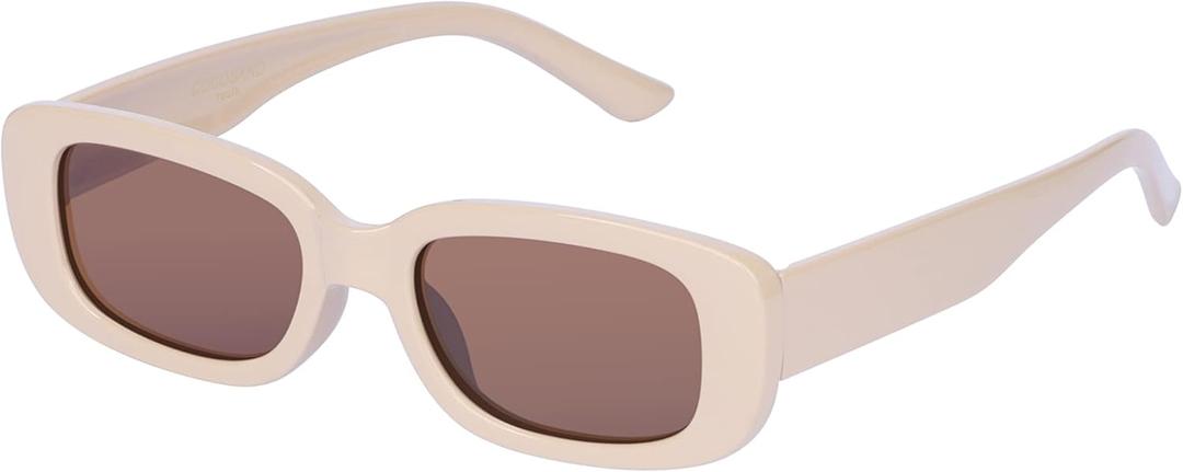 COCOSAND Kids Polarized Sunglasses Flexible Retro Rectangle Party Hipster Glasses for Teen Youth Boys Girls Age 8-12 (Light Brown)