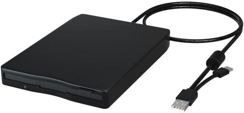 USB & USB-C Dual Interface External Floppy Disk Drive, 1.44MB FDD for Laptop PC Desktop, Compatible with Windows 11/10/8/XP/Linux & Mac OS