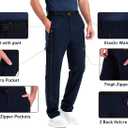 clothin Men's Elastic-Waist Travel Pant Stretchy Lightweight Pant Multi-Pockets Quick Dry Breathable (Blue, M)