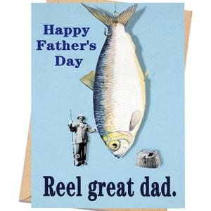 4 x ICOOLYI Funny Fishing Fathers Day Card for Dad, Fathers Day Gift for Dad