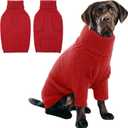 IECOii XL Dog Sweater, Winter Doggy Clothes for Large Dogs Girl Boy, Warm Pullover Xmas Dog Sweater Turtleneck, Lightweight & Good Stretch for Active Dogs Like Beagle, Border Collie (Red, X Large)