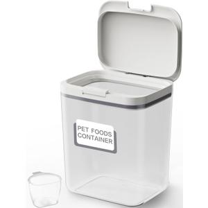 LivLab Mker Dog Food Storage Container 5 lbs Airtight Pet Food Storage Containers with Lids, Cat Food Container, BPA Free, Rice Container, Flour Dispenser(6 lbs), white