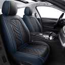 Tomatoman Car Seat Covers Full Set,Universal Automotive Breathable Leather Vehicle Cushion Full Coverage Protectors Fit for Most Cars SUV Pick-up Truck(Full Set/Black Blue)