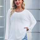 FEMLE Womens Oversized Mesh Sheer Sparkly Top Glitter See Through Tops Tee Shirt Long Sleeve Concert Rave Party Outfits, White(No Cami) S