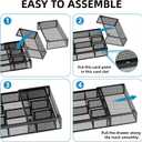 Marbrasse Expandable Desk Drawer Organizer, Mesh Drawer Organizer Tray with 10 Adjustable Compartments, Desk Organizers and Accessories for Office Supplies (Longer Expandable Drawer Organizer-B)