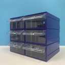 6 Pcs Drawer Stacking Storage Cabinet, Blue Plastic Drawers Storage Closet & 18 Pcs Clear Dividers Organizer Rack & 12 Pcs Tag Card for Home Office School