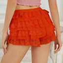 Women's Y2K Ruffle Mini Shorts Lace Sexy Bloomers Lolita Layered Skirt Cute Sweet Pettipants (Orange, XXL)