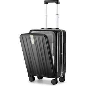 Hanke 20 Inch Carry On Luggage Hard Shell Suitcases with Wheels Luggage Suitcase Travel Luggage for Women Men Rolling Luggage Bags for Business Trip Weekender-Black