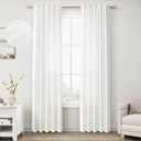 Ivory White Linen Curtains 84 Inch Length 2 Panels for Living Room Bedroom Office Back Tab Pocket Privacy with Light Through Morden Farmhouse Decorative Drapes 40x84