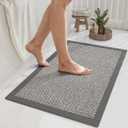 YDKGL Non Slip Bath Mat Bathroom Rugs, Soft Jute-Like Ultra Thin Bath Mats, Rubber Backing Super Absorbent Quick Dry Bath Rug Shower Mat Fit Under Door Bathroom Floor, Machine Washable, Gray 24" x 36"