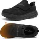 Men's Orthopedic Diabetic Walking Shoes: Wide Toe Box Comfortable Arch Support Plantar Fasciitis Slip On Shoes, Swollen Feet Casual Adjustable Loafers for Foot and Heel Pain Relief (9.5 Wide, K1-black)