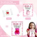 Valentines Day Cards for Kids School, Bear Designs of Valentine Cards with 24 Crads & 24 Bear squishies for Valentine's Day Kids Classroom Gifts Exchange Party Favors for Boys Girls