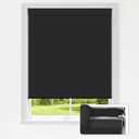 LazBlinds No Drill Blinds for Indoor Windows, Blackout Roller Shades, Cordless Window Blackout Blinds, Thermal Insulated Fabric UV Protection for Home and Office, 22" W x 48" H, Black