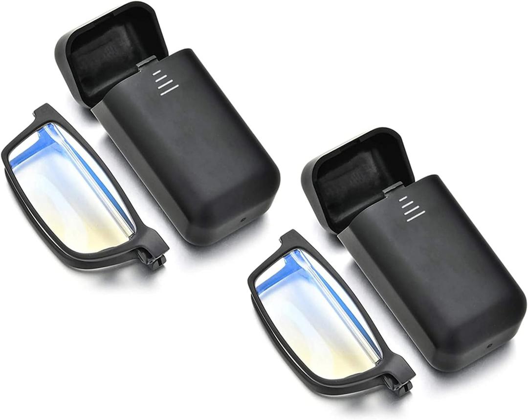 Folding Reading Glasses - Foldable Portable Readers For Men Women With Case 2 Pairs 3.00 ((Black,black))