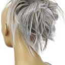 CAISHA XXL Hairpiece Scrunchie Updo Voluminous Slightly Wavy Messy Bun Gray Mix G10F