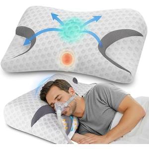 IKSTAR CPAP Pillow for Side Sleepers – Fits All CPAP Mask Types – Adjustable Memory Foam with Contoured Cutouts for Side, Back & Stomach Sleepers – Reduces Air Leaks & Mask Pressure a Better Sleep