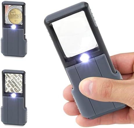 Carson MiniBrite LED Lighted Slide-Out Aspheric Magnifier with Protective Sleeve (PO-55), 5X, Gray
