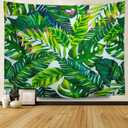 Heopapin Palm Tapestry Palm Tree Leaves Wall Tapestry Watercolor Green Tropical Leaves Wall Hanging Banana Leaf Tapestries for Living Room Bedroom Dorm Decor