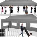 COBIZI 10x30 Pop up Canopy Tent 10x30 Canopy with 8 Sidewalls Waterproof Heavy Duty Commercial Canopy Tent for Parties Outdoor Garden Gazebo, Carry Bag with Wheel(10x30ft, Gray)