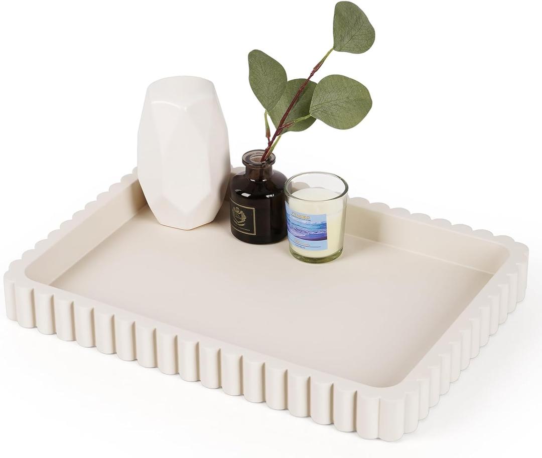 Concrete Decorative Tray for Coffee Table Decor, 14" Coffee Table Tray Ottoman Tray Table Centerpieces, Rectangular Modern Decorative Trays for Home Decor, Living Room, Entry, Gray (14" x 10" x 1.5")