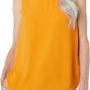 Amazon Essentials Women's Regular-Fit Sleeveless Layering Tank Top Crew Neck (Orange, M)