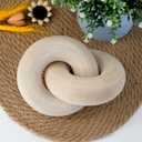 Wood Coffee Table Decor for Living Room, Hand Carved Chain Link Decoration, Modern Farmhouse and Boho Style Object (Natural)