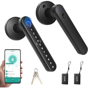 Smart Fingerprint Door Lock with Handle，Smart Biometric Lock with Code/Fingerprint/Key/APP/Card for Home Hotel Office Apartment Office Bedroom