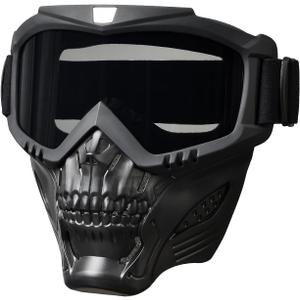 Paintball Mask Anti Fog,Tactical Full Face Mask Ski Mask Goggles Detachable Adjustable,Motorcycle Riding Face Protection (Gray)