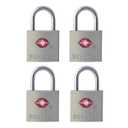 Master Lock 4pk 22mm Key Lock: Silver Pin-Tumbler Padlocks for Luggage, Automatic Locking, Steel