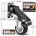 SPACECARE Workbench Casters kit 600Lbs Heavy Duty Quick Release 2 Mounting Options Retractable Workbench Stepdown Caster Wheels Adjustable Polyurethane Durable Steel Construction (Set of 4)