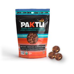 Paktli Organic Alegra Bites Extra Dark Chocolate with Cranberries & Cashews, 2oz Bag, Organic Ancient Grain Snack with Amaranth, Quinoa & Millet, Non-GMO, Gluten-Free, Clean Superfood Treat