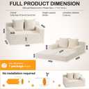 Erament Convertible Sofa Bed, Loveseat Folding Floor Futon Sleeper Sofa Couch Bed- Boneless Foldable Couch, Corduroy Pull Out Sofa Bed with 2 Pillows for Living Room & Bedroom, 54''