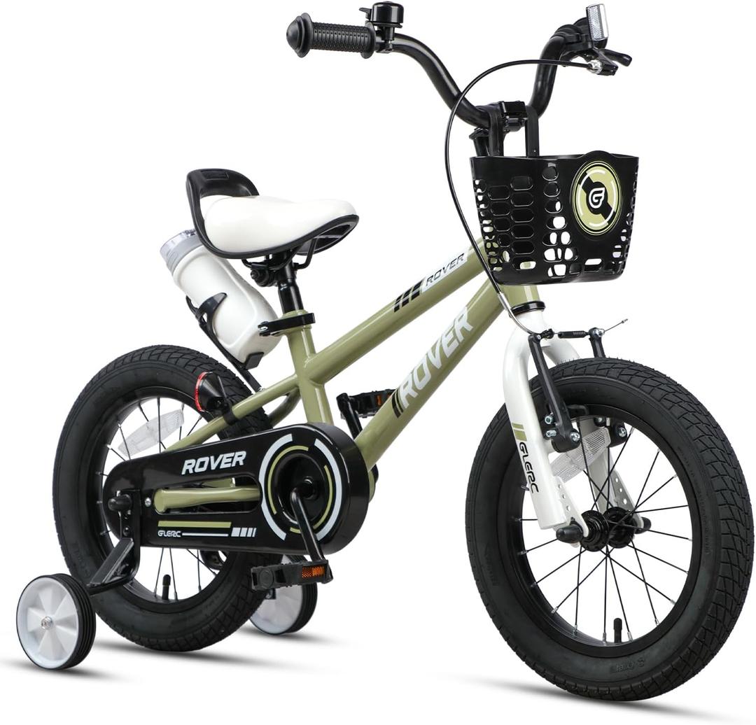 Glerc Rover Kids Bike, 12-18 Inch Boys Bike for 2-9 Years Old Children, Kids Bicycle with Water Bottle & Basket & Training Wheels, Multiple Colors