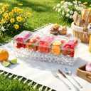 ARSTPEOE Condiment Tray, Chilled Condiment Server for Home, Party, Celebration, Bar Garnish Holder on Ice, Bar Accessories Fruit and Salad with Removable Trays and Lids (5 Spoons & 2 Tongs)