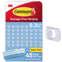 Command Indoor Mini Light Clips, Damage Free Hanging Christmas Light Clips, Mini Wall Clips for Hanging Indoor Christmas Decorations, Lights and Cables, 45 Clear Clips and 54 Command Strips