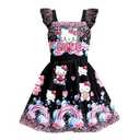 Girls Dress Cute Casual Daily Home School Wear Kid Birthday Party Outfits 5-12Years Black