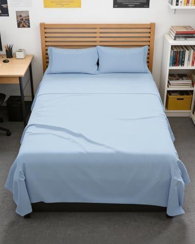 Full XL Bed Sheet - 4 Piece Full XL Bed Sheets Set - Ultra-Soft, Breathable & Cooling - Hotel Luxury Bedding for Women & Men with Deep Pockets - Wrinkle Free and Fade Resistant - Oeko-Tex - Sky Blue