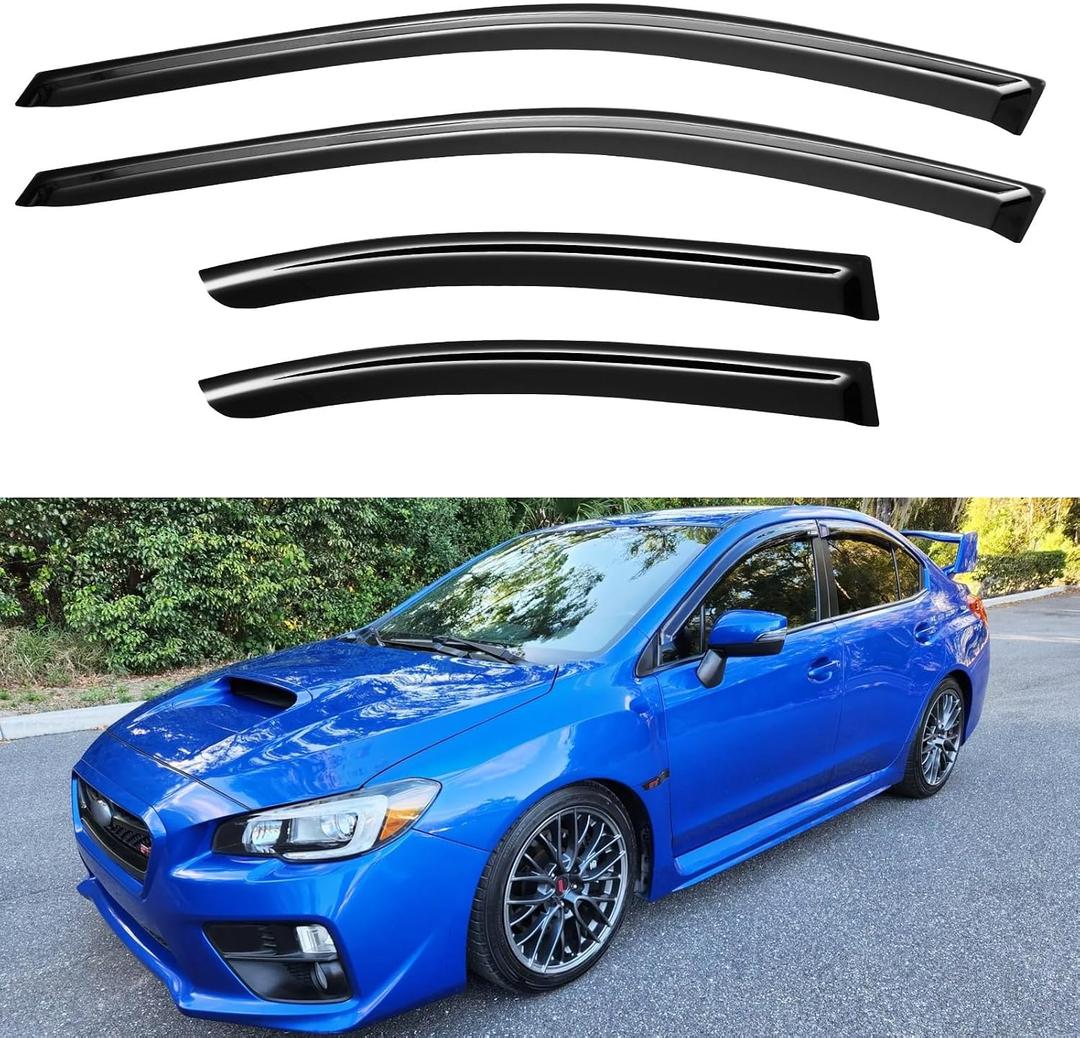 YQAUTEC Window Visors Rain Guards Shield Compatible with 2015-2021 Subaru WRX, Window Wind Deflectors Vent Shades for 15-21 Premium Limited STi