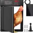 Automatic Chicken Coop Door Solar Powered, 15.15" H x 10.62" W, with Timer, Light Sensor & LED Display, Anti-Pinch Design, Windproof & Weatherproof for All Seasons (Black)