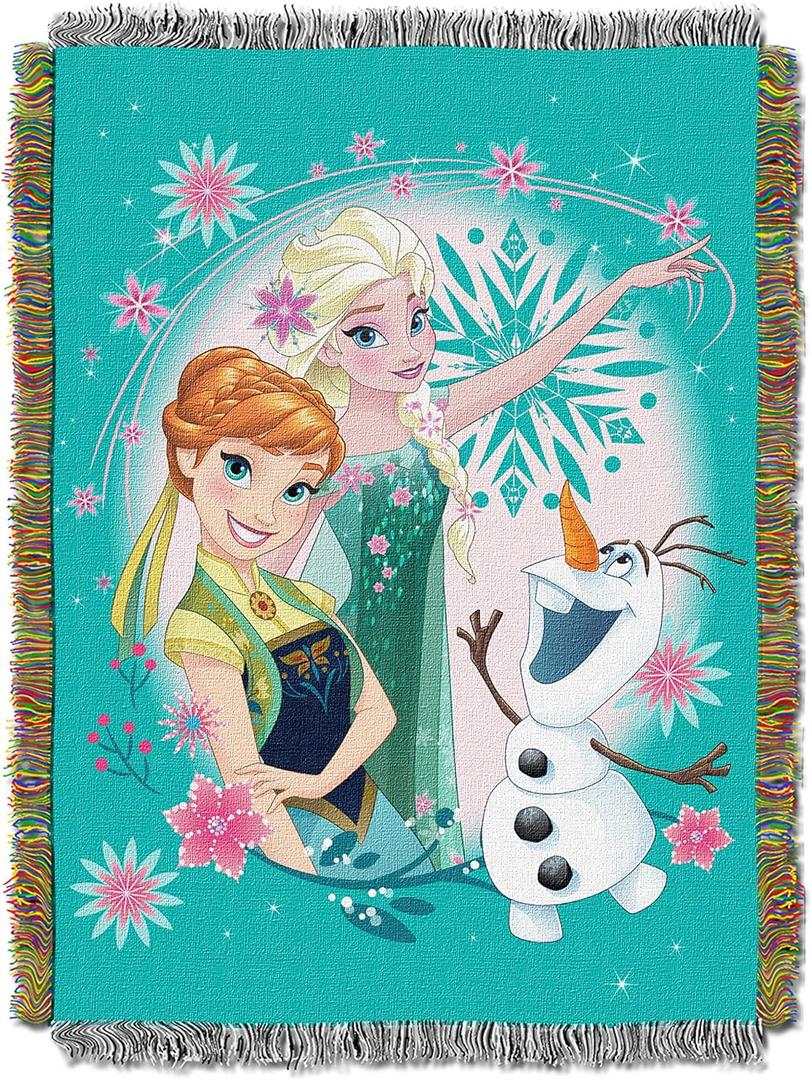 Northwest Frozen Woven Tapestry Throw Blanket, 48" x 60", Frozen Fever